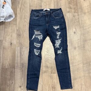 Hollister Dark Blue Distressed Skinny Jeans